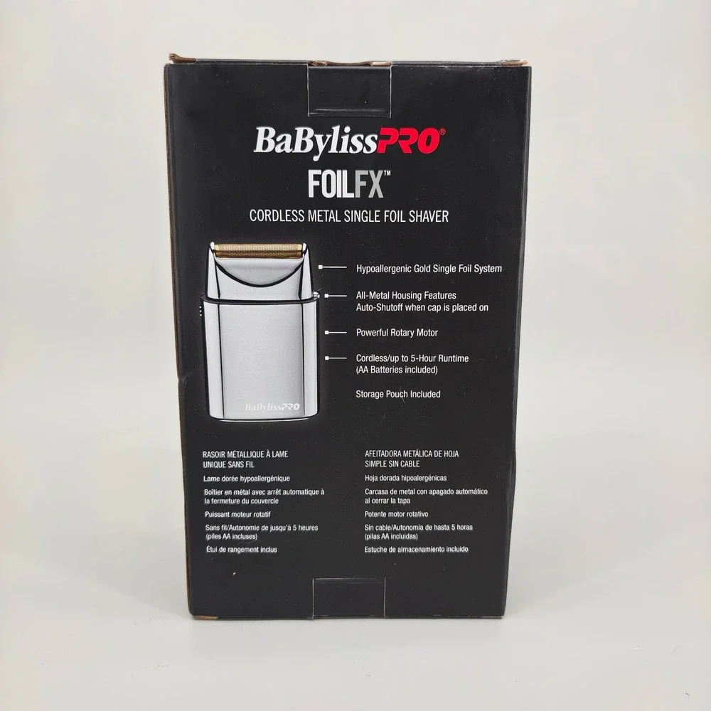 BaBylissPRO FOILFX01 Cordless Metal Single Foil Shaver FXFS1 Chrome Silver New